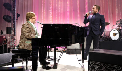 WEST HOLLYWOOD, CA - FEBRUARY 24:  Sir Elton John and Taron Egerton perform onstage during the 27th annual Elton John AIDS Foundation Academy Awards Viewing Party sponsored by IMDb and Neuro Drinks celebrating EJAF and the 91st Academy Awards on February 24, 2019 in West Hollywood, California.  (Photo by Rich Fury/Getty Images for EJAF)