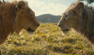 (L-R): Mufasa (voiced by Aaron Pierre) and Taka (voiced by Kelvin Harrison Jr.) in Disney’s live-action MUFASA: THE LION KING. Photo courtesy of Disney. © 2024 Disney Enterprises Inc. All Rights Reserved.