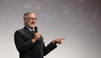 NEW YORK, NEW YORK - NOVEMBER 29: Steven Spielberg speaks during the New York premiere of West Side Story on November 29, 2021 in New York City. (Photo by Jamie McCarthy/Getty Images  for 20th Century Studios)