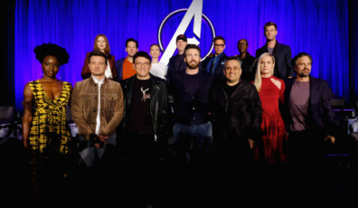 LOS ANGELES, CA - APRIL 07: (front L-R) Danai Gurira, Jeremy Renner, Director Anthony Russo, Chris Evans, Director Joe Russo, Brie Larson and Mark Ruffalo, (back L-R) Karen Gillan, Paul Rudd, Scarlett Johansson, President of Marvel Studios/Producer Kevin Feige, Robert Downey Jr., Don Cheadle and Chris Hemsworth onstage during Marvel Studios' "Avengers: Endgame" Global Junket Press Conference at the InterContinental Los Angeles Downtown on April 7, 2019 in Los Angeles, California.  (Photo by Alberto E. Rodriguez/Getty Images for Disney) *** Local Caption *** Danai Gurira; Jeremy Renner; Anthony Russo; Chris Evans; Joe Russo; Brie Larson; Mark Ruffalo; Karen Gillan; Paul Rudd; Scarlett Johansson; Kevin Feige; Robert Downey Jr.; Don Cheadle; Chris Hemsworth