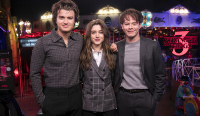 Netflix, Stranger Things S3, Julio 2019
Stranger Things actors , (L-R) Joe Keery, Natalia Dyer and Charlie Heaton pose for photographer before media interviews.
Netflix / Carlos Mller