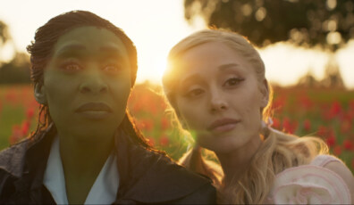L to R: Cynthia Erivo is Elphaba and Ariana Granda is Glinda in WICKED, directed by Jon M. Chu